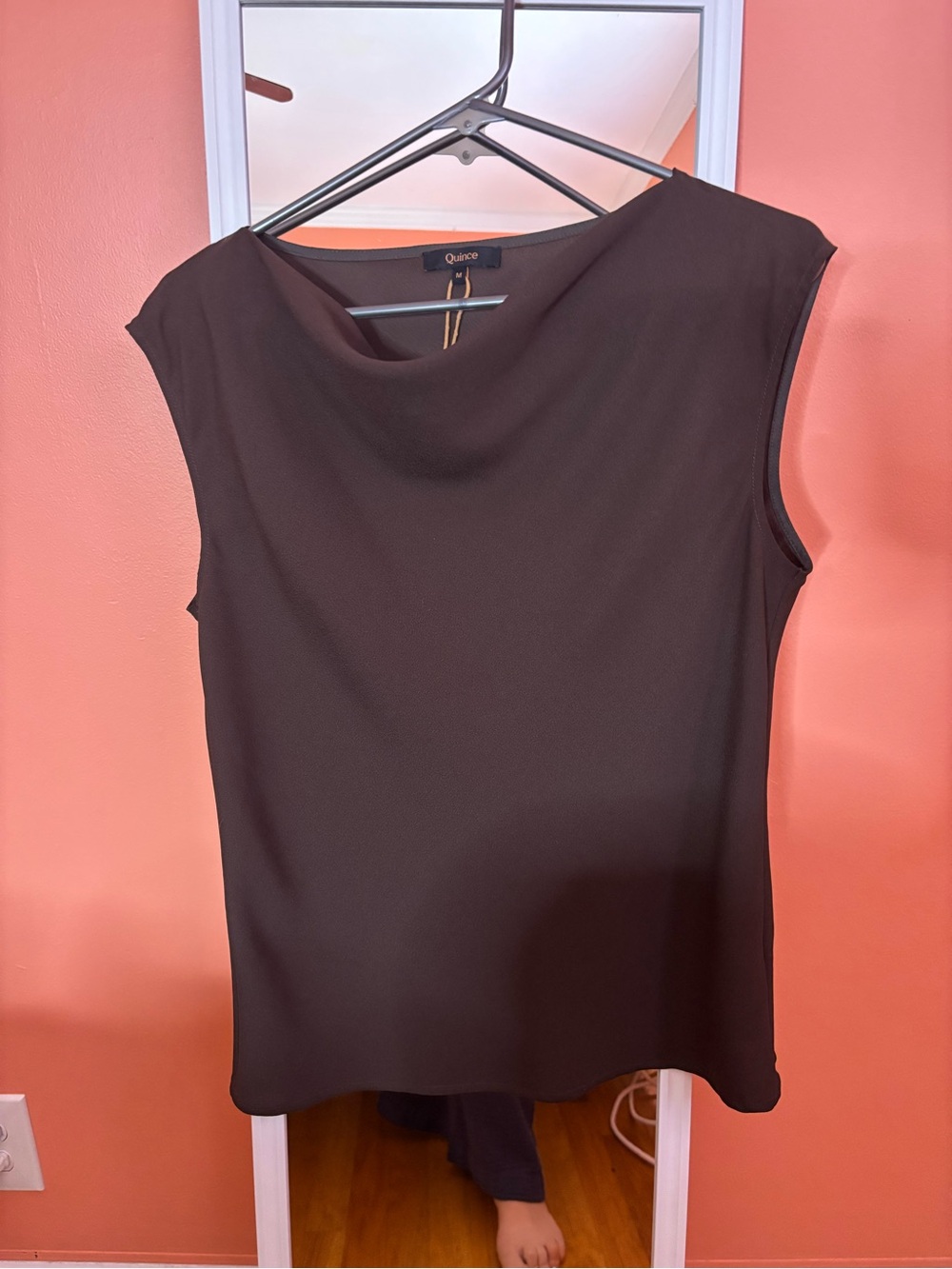 Women’s rich brown Sleeveless Shell Top - Classic Minimalist - Picture 2 of 4